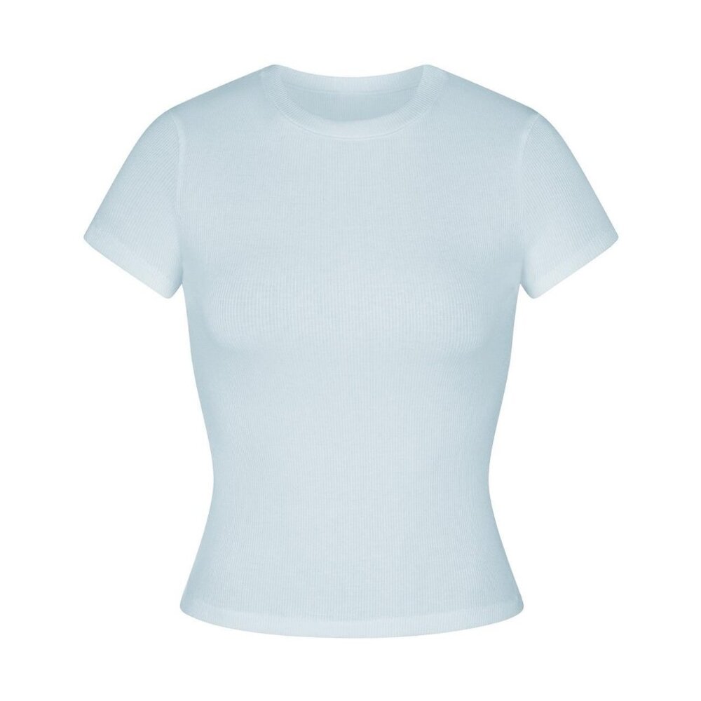 SKIMS LIMITED EDITION OPAL COTTON RIB T SHIRT